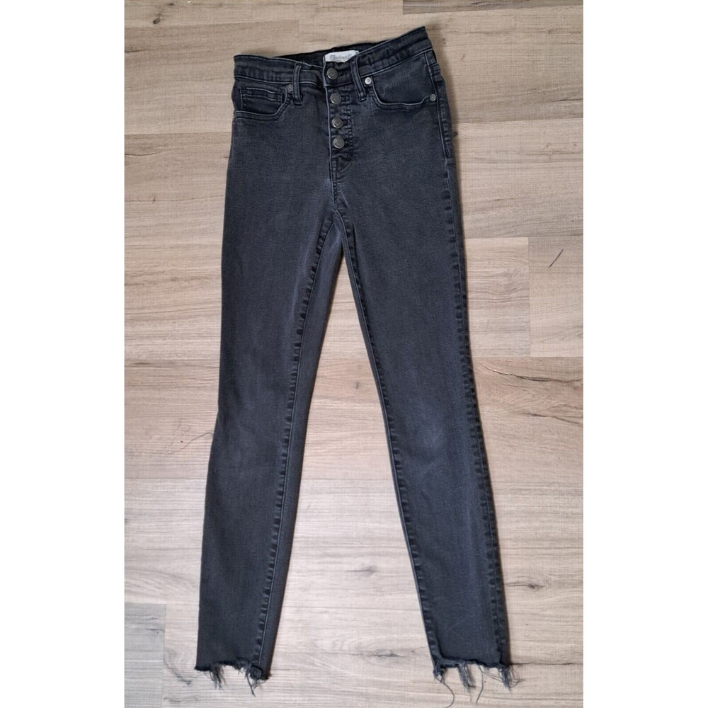 Madewell Women's Black Button Fly Skinny Jeans Hi Rise Stretch Size 26